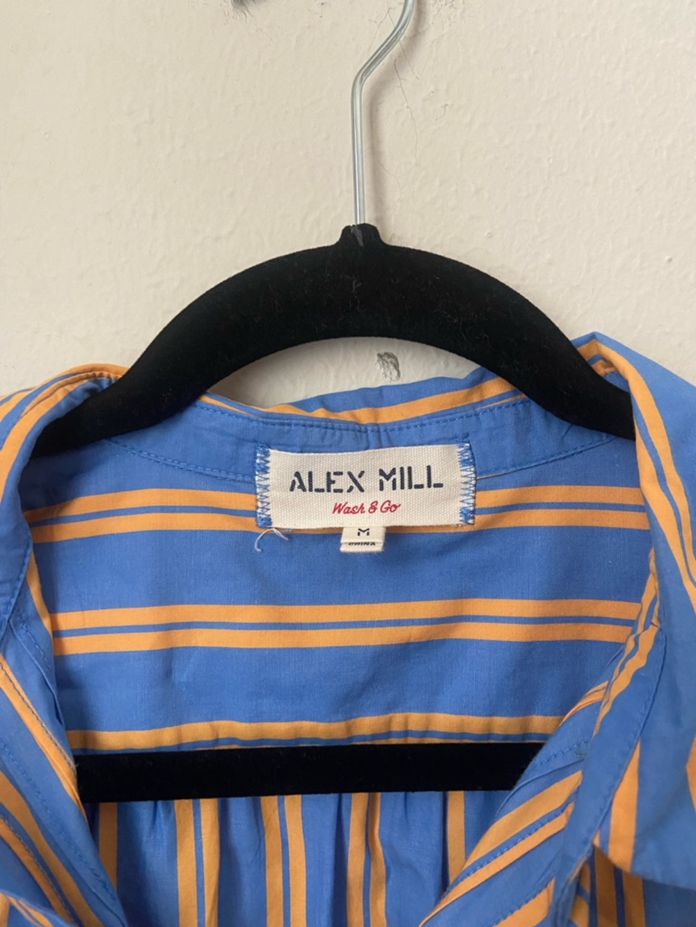 Alex Mill Wash & Go Striped Button Down Shirt Blue Orange Cotton Women’s M - Picture 2 of 4
